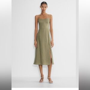 Aritzia Wilfred  Olive Green linen Dress 4 BNWT